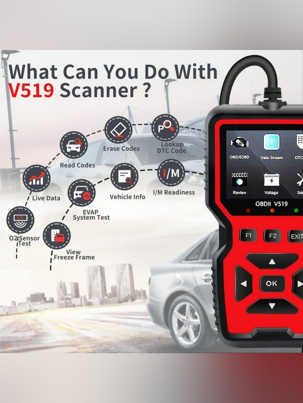 OBDII V519 Diagnostic Code Reader - Black - Picture 7 of 11